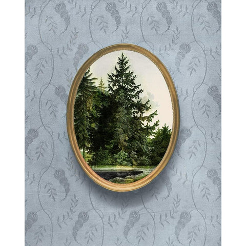 Woodland Fir Cameo I Gold Ornate Wood Framed Art Print with Double Matting by Vision Studio