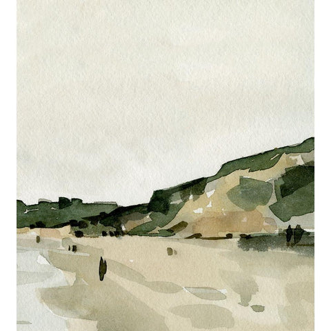 Custom Beachside Walk I - Vertical Black Modern Wood Framed Art Print by Caroline, Emma