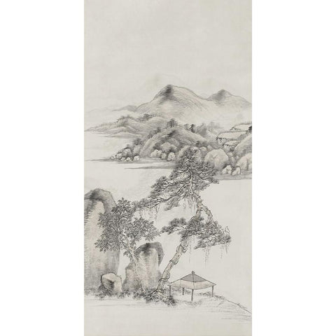 Chinese Mountain View II Gold Ornate Wood Framed Art Print with Double Matting by Haase, Andrea