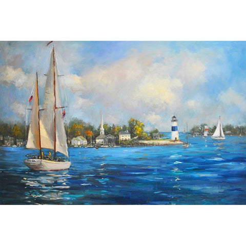 Sailing on Sunday Gold Ornate Wood Framed Art Print with Double Matting by Stevens, Allayn