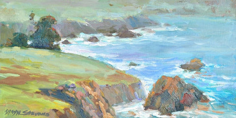 Ragged Cliffs White Modern Wood Framed Art Print with Double Matting by Stevens, Allayn