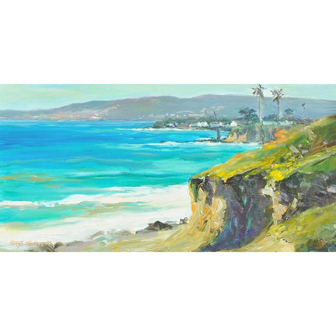 Coast Cliffs White Modern Wood Framed Art Print by Stevens, Allayn