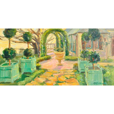 Villa Walkway Gold Ornate Wood Framed Art Print with Double Matting by Stevens, Allayn