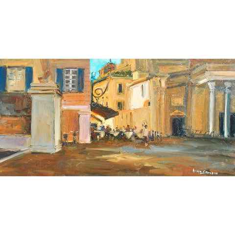 Roman Dining White Modern Wood Framed Art Print by Stevens, Allayn