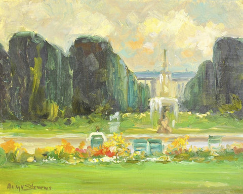 Italian Gardens Black Ornate Wood Framed Art Print with Double Matting by Stevens, Allayn