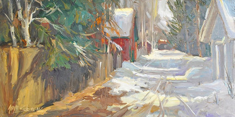 Neighborhood Drive White Modern Wood Framed Art Print with Double Matting by Stevens, Allayn