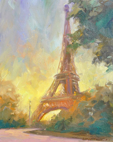 Eiffile Black Ornate Wood Framed Art Print with Double Matting by Stevens, Allayn