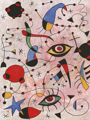 Miro Memoirs II White Modern Wood Framed Art Print with Double Matting by Willett, Michael