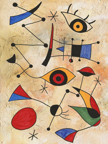 Miro Memoirs IV Black Ornate Wood Framed Art Print with Double Matting by Willett, Michael