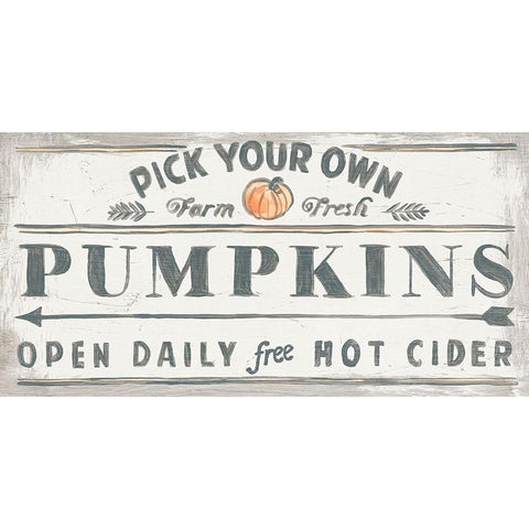 Pumpkin Picking Signs I Black Modern Wood Framed Art Print with Double Matting by Vess, June Erica