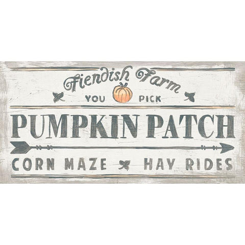 Pumpkin Picking Signs II White Modern Wood Framed Art Print by Vess, June Erica