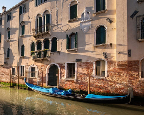 Good Morning Venice White Modern Wood Framed Art Print with Double Matting by Head, Danny