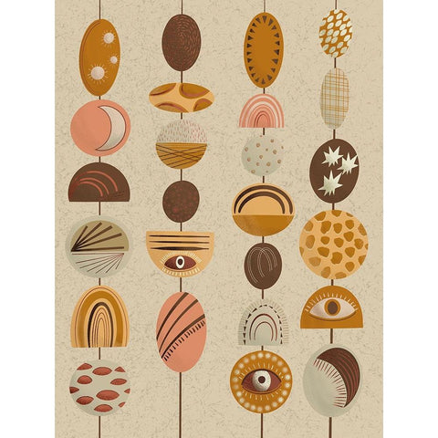Boho Chimes  II Black Modern Wood Framed Art Print with Double Matting by Moore, Regina