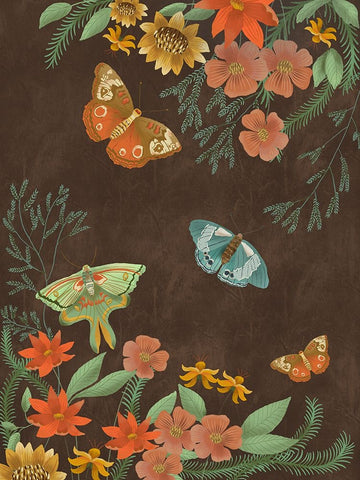 Butterfly Night I White Modern Wood Framed Art Print with Double Matting by Moore, Regina