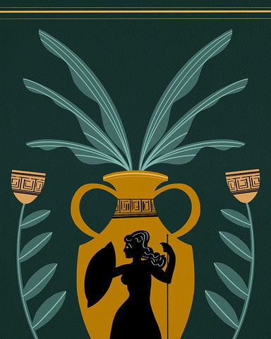 Warrior Goddess Vase I White Modern Wood Framed Art Print with Double Matting by Moore, Regina