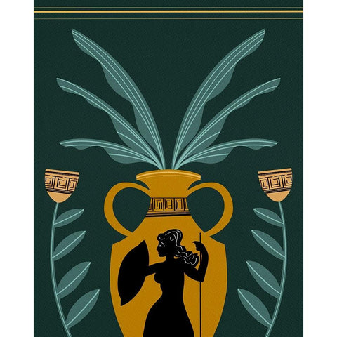 Warrior Goddess Vase I Black Modern Wood Framed Art Print by Moore, Regina