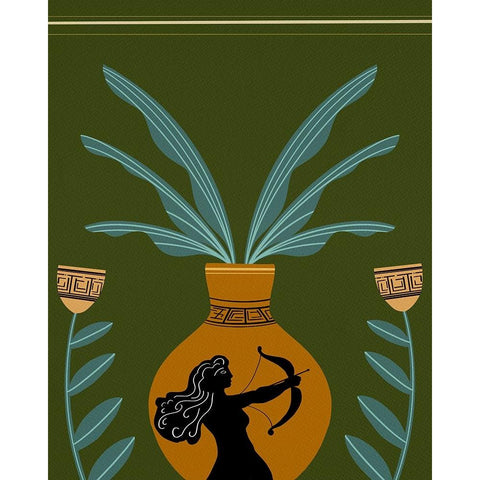 Warrior Goddess Vase II Gold Ornate Wood Framed Art Print with Double Matting by Moore, Regina