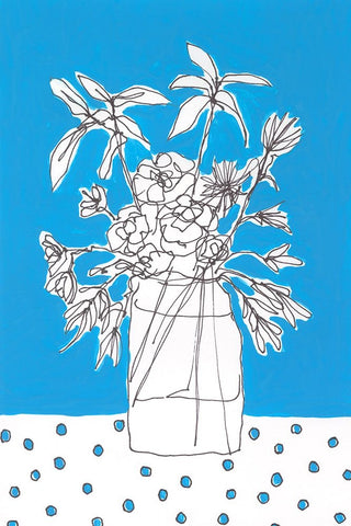 Floral Jardiniere I White Modern Wood Framed Art Print with Double Matting by Moore, Regina