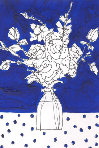 Floral Jardiniere II White Modern Wood Framed Art Print with Double Matting by Moore, Regina