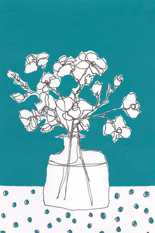 Floral Jardiniere IV White Modern Wood Framed Art Print with Double Matting by Moore, Regina