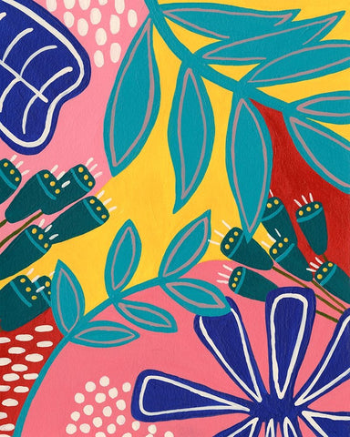 Bold Tropica I White Modern Wood Framed Art Print with Double Matting by Moore, Regina