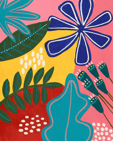 Bold Tropica II White Modern Wood Framed Art Print with Double Matting by Moore, Regina