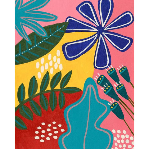 Bold Tropica II Black Modern Wood Framed Art Print with Double Matting by Moore, Regina