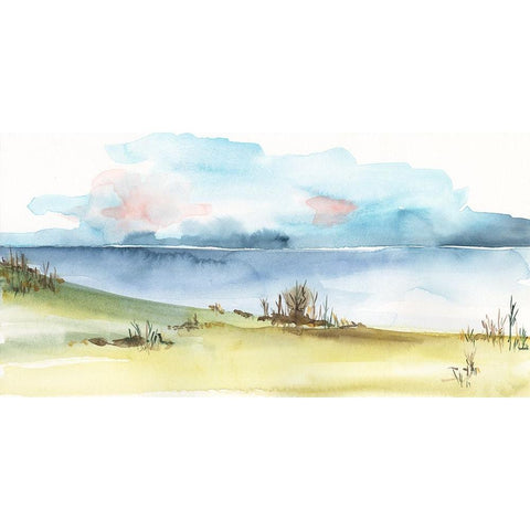 Timid Landscape I Black Modern Wood Framed Art Print with Double Matting by Moore, Regina