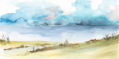 Timid Landscape II White Modern Wood Framed Art Print with Double Matting by Moore, Regina