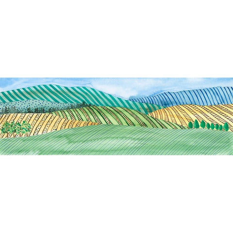 Striped Landscape I Gold Ornate Wood Framed Art Print with Double Matting by Moore, Regina