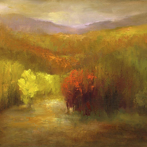 The Autumn Mountains I White Modern Wood Framed Art Print by Finch, Sheila