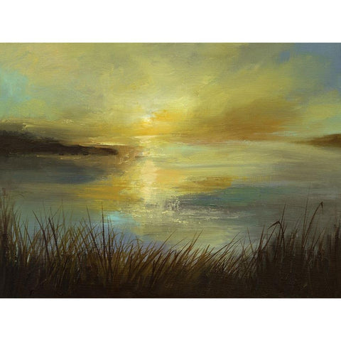 Dawn On The Lake White Modern Wood Framed Art Print by Finch, Sheila