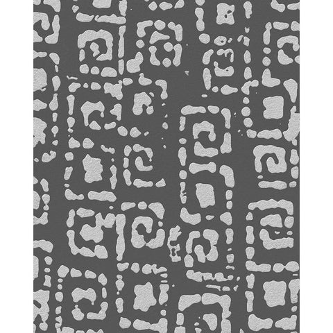 Vertical  Decorative Batik  V Black Modern Wood Framed Art Print by Saunders, Alonzo