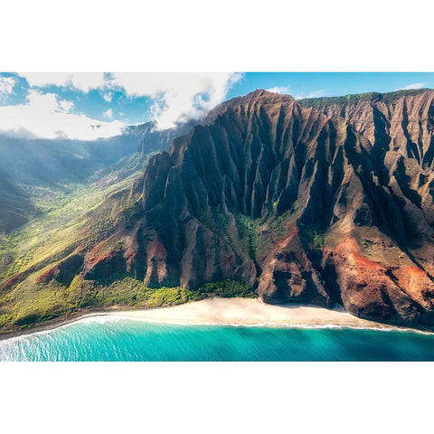 Na Pali Light II Black Modern Wood Framed Art Print with Double Matting by Head, Danny
