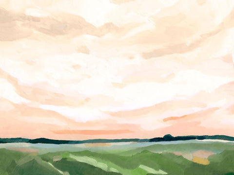 Coral Skies I White Modern Wood Framed Art Print with Double Matting by Caroline, Emma