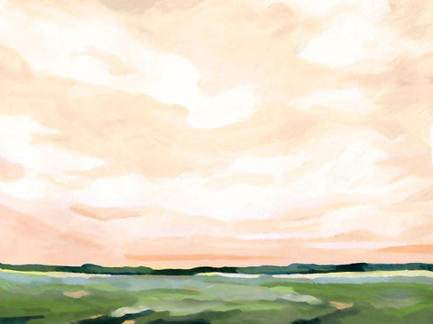 Coral Skies II White Modern Wood Framed Art Print with Double Matting by Caroline, Emma