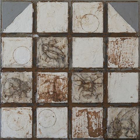 Unique Tiling II White Modern Wood Framed Art Print with Double Matting by Ferrell, Erin McGee