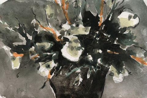 Dark Flower Aesthetic  I White Modern Wood Framed Art Print with Double Matting by Dixon, Samuel