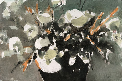 Dark Flower Aesthetic  II Black Ornate Wood Framed Art Print with Double Matting by Dixon, Samuel