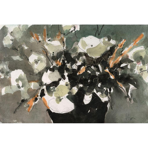 Dark Flower Aesthetic  II White Modern Wood Framed Art Print by Dixon, Samuel