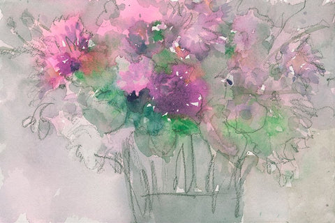 The Table Arrangement I White Modern Wood Framed Art Print with Double Matting by Dixon, Samuel