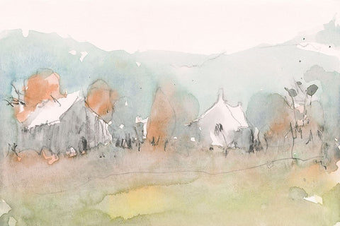 Along the Open Terrain  I White Modern Wood Framed Art Print with Double Matting by Dixon, Samuel