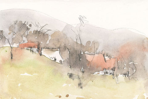 Along the Open Terrain  II White Modern Wood Framed Art Print with Double Matting by Dixon, Samuel