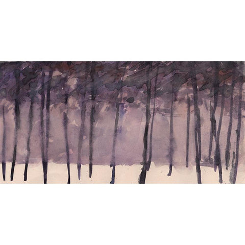 Misty Tree Line I Gold Ornate Wood Framed Art Print with Double Matting by Dixon, Samuel