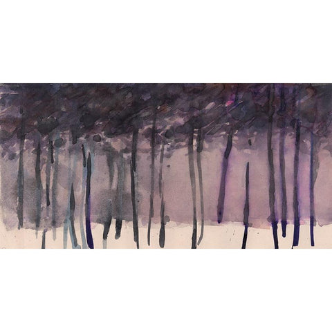 Misty Tree Line II Black Modern Wood Framed Art Print with Double Matting by Dixon, Samuel