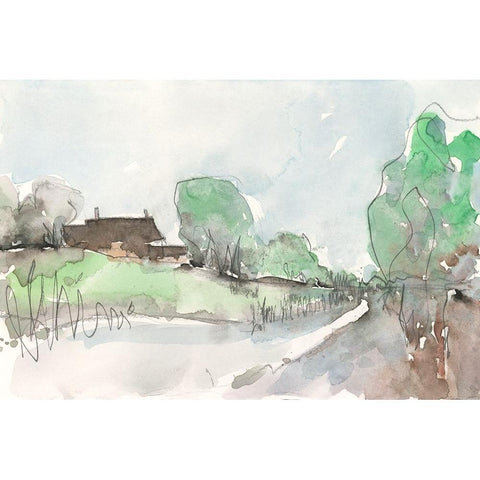 The Landscape Background I Black Modern Wood Framed Art Print with Double Matting by Dixon, Samuel