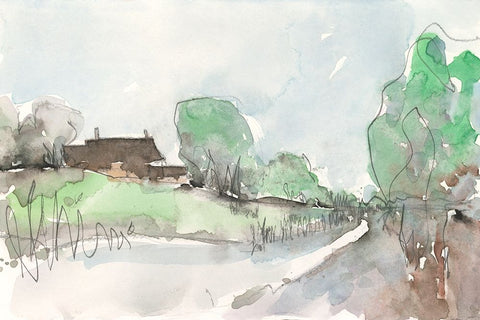 The Landscape Background I Black Ornate Wood Framed Art Print with Double Matting by Dixon, Samuel