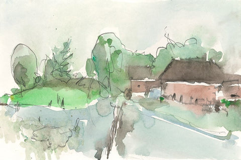 The Landscape Background II Black Ornate Wood Framed Art Print with Double Matting by Dixon, Samuel