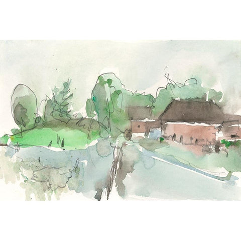 The Landscape Background II White Modern Wood Framed Art Print by Dixon, Samuel