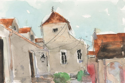 14 Route De Beaune White Modern Wood Framed Art Print with Double Matting by Dixon, Samuel